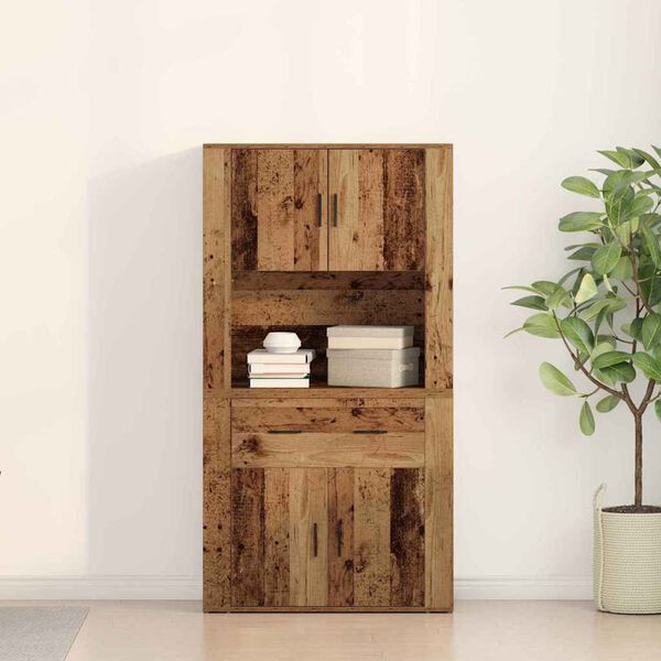 vidaXL Highboard Madera vieja 80 x 33 x 150 cm Madera contrachapada