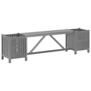 vidaXL Banco de jard&iacute;n con 2 jardineras madera de acacia gris 150 cm