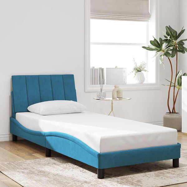 vidaXL Estructura de cama sin colch&oacute;n Hanko terciopelo azul 90x190 cm
