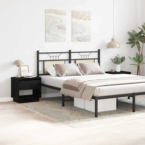 vidaXL Mesita de Noche con caj&oacute;n 2 pcs Roble Negro 45 x 34 x 44 cm