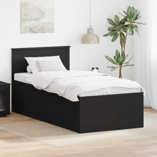 vidaXL Sof&aacute; cama con caj&oacute;n Negro 90 x 200 cm Madera de ingenier&iacute;a