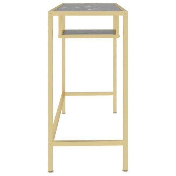 vidaXL Escritorio para ordenador vidrio negro m&aacute;rmol 100x36x74 cm