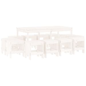 vidaXL Juego de comedor de jardín 13 piezas madera maciza pino blanco