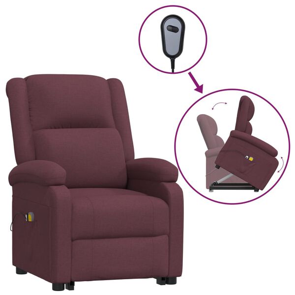 vidaXL Sillón de masaje elevable tela morado