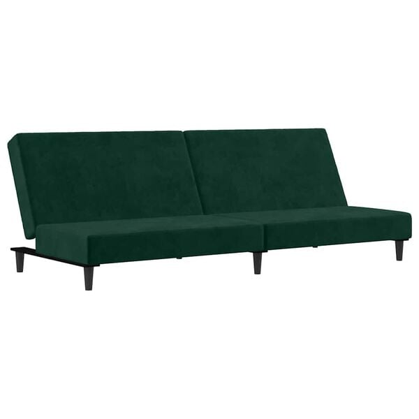vidaXL Sof&aacute; cama de 2 plazas terciopelo verde oscuro