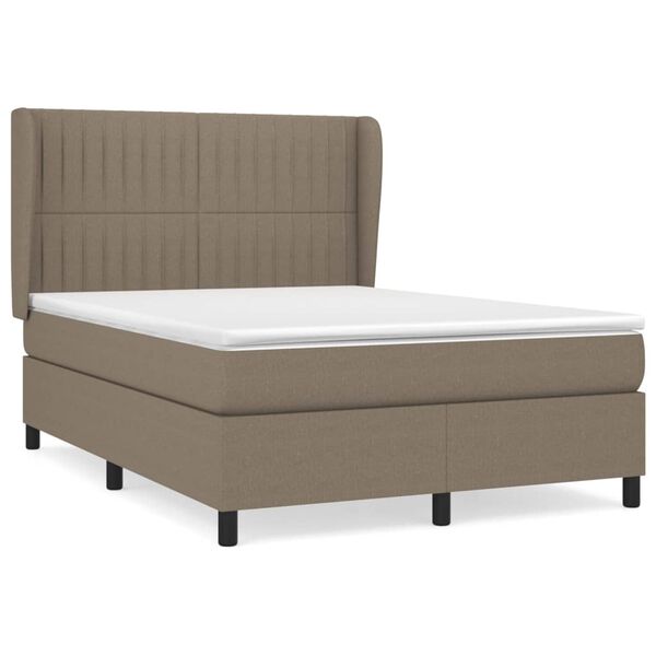 vidaXL Cama box spring con colch&oacute;n tela gris taupe 140x200 cm