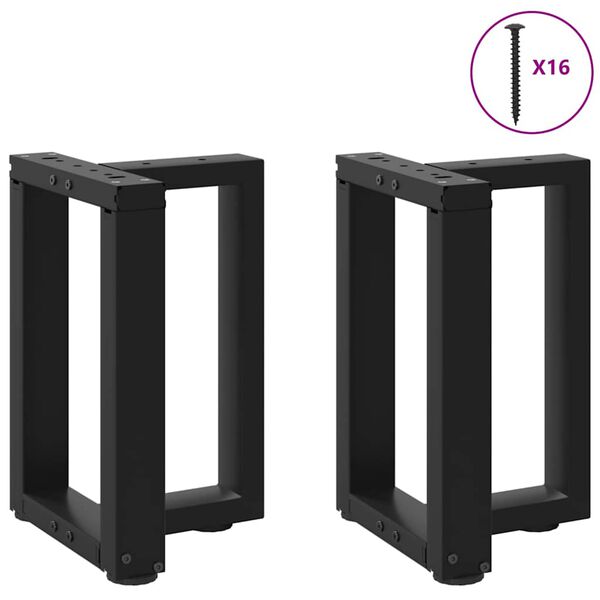vidaXL Patas para mesa de centro en forma de T (2 unidades), color negro, 28 x 25 x (42-43) cm, acero