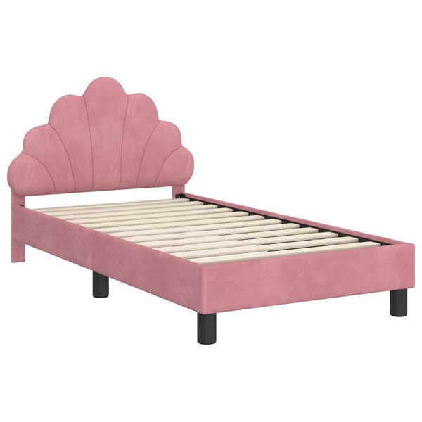 vidaXL Cama para ni&ntilde;os con cabecero Rosa 80 x 160 cm Terciopelo