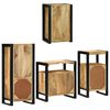vidaXL Juego de muebles de ba&ntilde;o 4 pcs Marr&oacute;n Madera de mango s&oacute;lido