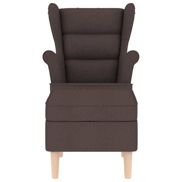 vidaXL Sill&oacute;n con reposapi&eacute;s de tela marr&oacute;n oscuro
