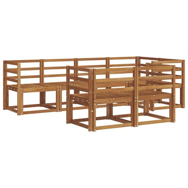 vidaXL Conjunto de sof&aacute;s de exterior con coj&iacute;n 7 pcs Natural y Beige