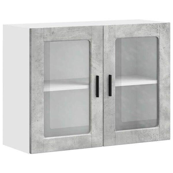 vidaXL Armario de pared para cocina puerta cristal Porto gris hormig&oacute;n