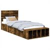 vidaXL Estructura de cama con estante Manual Roble ahumado 90 x 190 cm