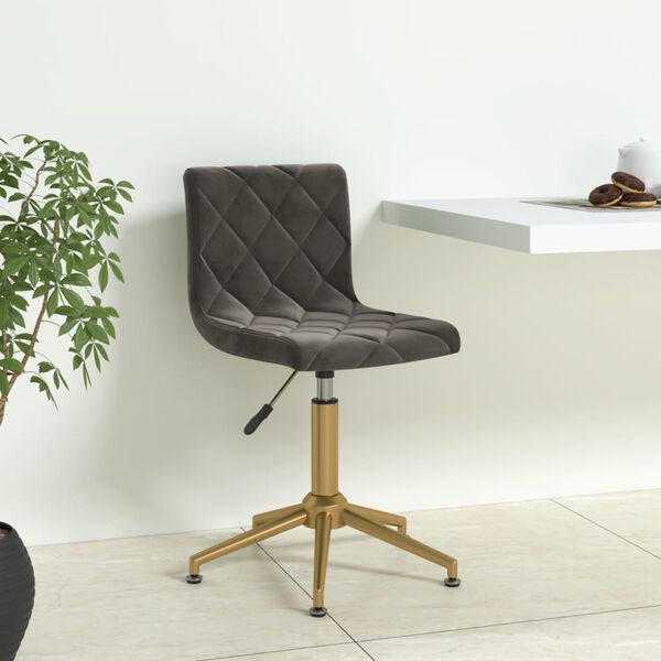 vidaXL Silla de comedor giratoria de terciopelo gris oscuro