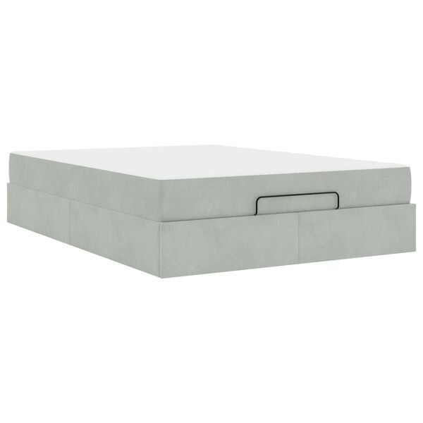 vidaXL Estructura de cama con colchón 2 pcs Gris claro Terciopelo