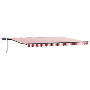vidaXL Toldo retr&aacute;ctil Rojo y blanco 500 x 300 cm Tela y Aluminio