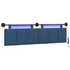 vidaXL Cabecero colgante Con luz LED Azul Tela