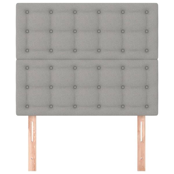 vidaXL Cabecero de cama gris claro 90x5x118/128 cm Tela