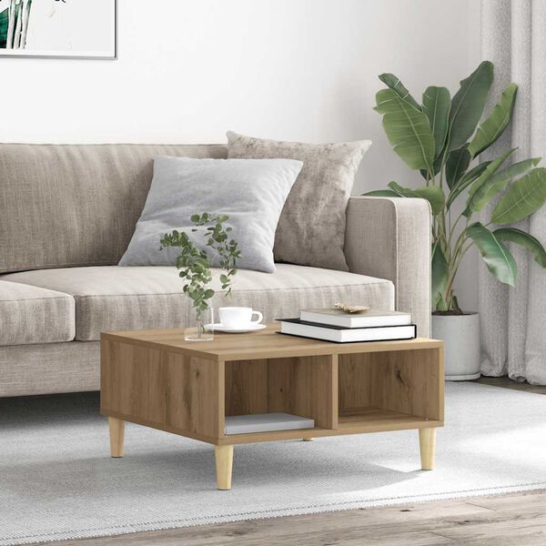 vidaXL Mesa de centro madera de ingenier&iacute;a roble artisan 60x60x30 cm