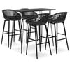 vidaXL Mesa alta y taburetes de bar 5 piezas negro