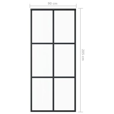 vidaXL Puerta corredera con herrajes ESG vidrio y aluminio 90x205 cm