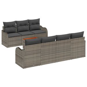 vidaXL Conjunto de sof&aacute;s de jard&iacute;n 8 pcs Gris rat&aacute;n sint&eacute;tico