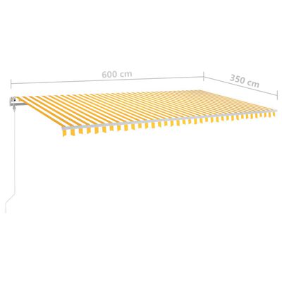 vidaXL Toldo manual retráctil con postes amarillo y blanco 6x3,5 m
