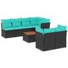 vidaXL Set de sof&aacute;s de jard&iacute;n y cojines 8 piezas rat&aacute;n sint&eacute;tico negro