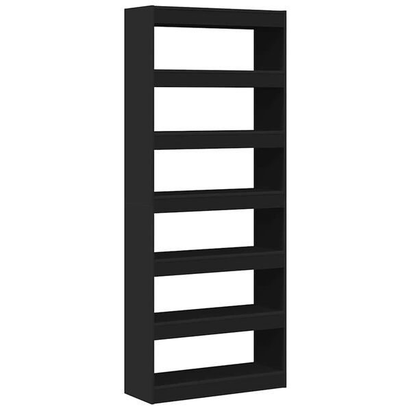 vidaXL Librer&iacute;a Negro 80 x 30 x 198 cm Madera de ingenier&iacute;a
