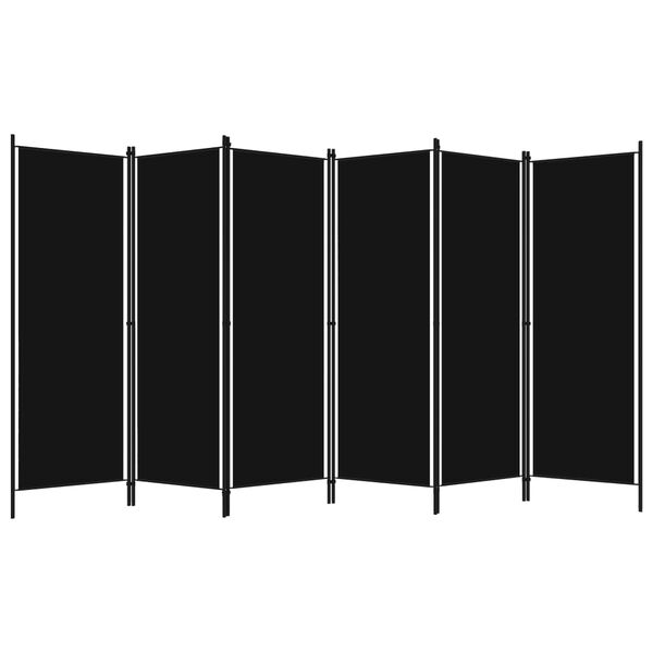 vidaXL Biombo divisor de 6 paneles negro 300x180 cm