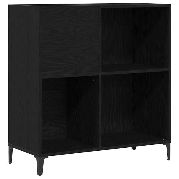 vidaXL Mueble para discos de vinilo Roble Negro 84,5 x 38 x 89 cm