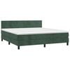 vidaXL Cama box spring colch&oacute;n y LED terciopelo verde oscuro 180x200cm