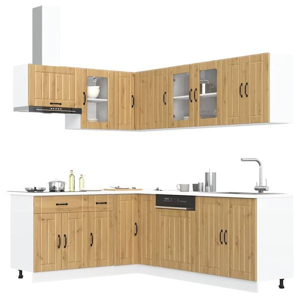 vidaXL Mueble de cocina Lucca 11 piezas artesanal roble