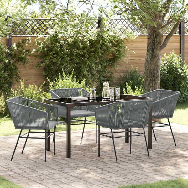 vidaXL Conjunto de Comedor de Jard&iacute;n con coj&iacute;n 5 pcs Gris
