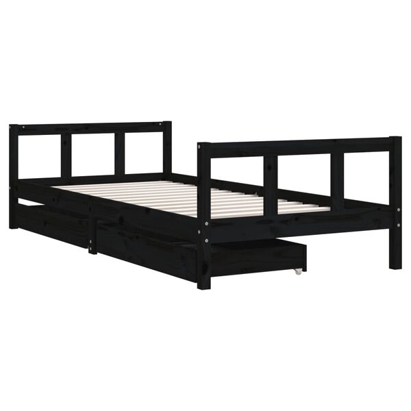 vidaXL Estructura de cama ni&ntilde;os con cajones madera pino negro 90x200cm