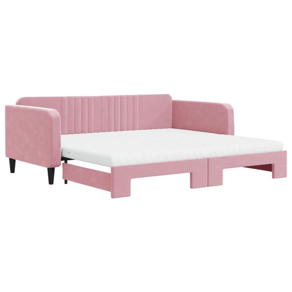 vidaXL Sof&aacute; cama nido con colch&oacute;n terciopelo rosa 100x200 cm