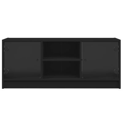 vidaXL Mueble de TV con puertas de vidrio negro 102x37x42 cm