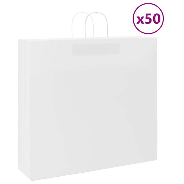vidaXL Bolsas de papel con asas 50 uds blanca 54x15x49 cm