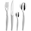 Lou Laguiole Set de cubiertos de 24 piezas Jet satinada plateado