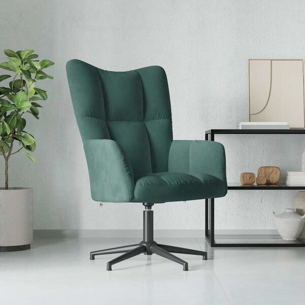 vidaXL Sill&oacute;n de relax de terciopelo verde oscuro