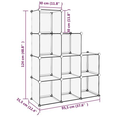 Estantería de cubos 9 compartimentos y puertas PP transparente