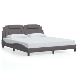 vidaXL Estructura de cama Viana sin colch&oacute;n cuero sint&eacute;tico gris 180x200 cm