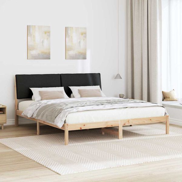 vidaXL Estructura de cama con cabecera Marr&oacute;n y negro 180 x 200 cm