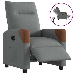 vidaXL Sill&oacute;n reclinable el&eacute;ctrico de tela gris oscuro