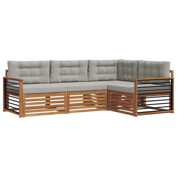 vidaXL Conjunto de sof&aacute;s de exterior 4 pcs Gris Natural y Claro