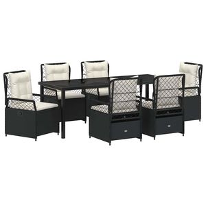 vidaXL Conjunto de Comedor de Jard&iacute;n 7 pcs Negro rat&aacute;n sint&eacute;tico