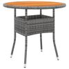vidaXL Mesa de jard&iacute;n madera acacia y rat&aacute;n sint&eacute;tico gris &Oslash;80x75 cm