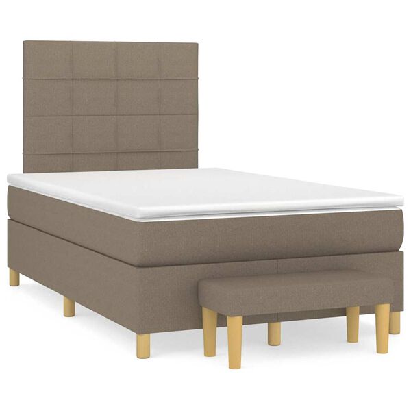vidaXL Cama box spring con colch&oacute;n tela gris taupe 120x190 cm