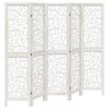 vidaXL Biombo separador de 5 paneles madera maciza Paulownia blanco