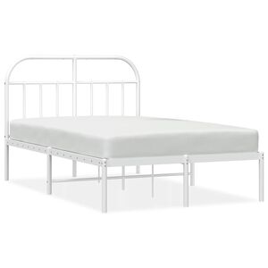 vidaXL Estructura cama sin colch&oacute;n con cabecero metal blanco 135x190cm